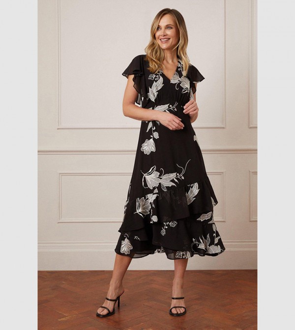 Buy Wallis Premium Embroidered Ruffle Maxi Dress In Black | 6thStreet ...