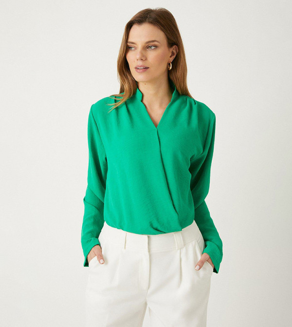 Triniti Ss Wrap Blouse Green main image 0