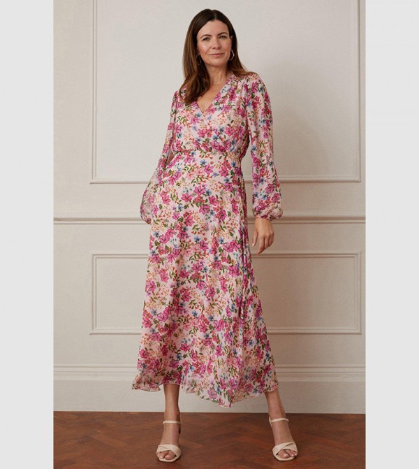 Buy Wallis Tall Floral Print Silk Mix Maxi Dress In Blush