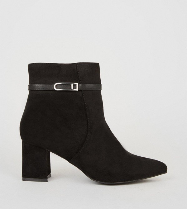 Buy Wallis Wide Fit Ava Pointed Block Heel Boots In Black | 6thStreet ...