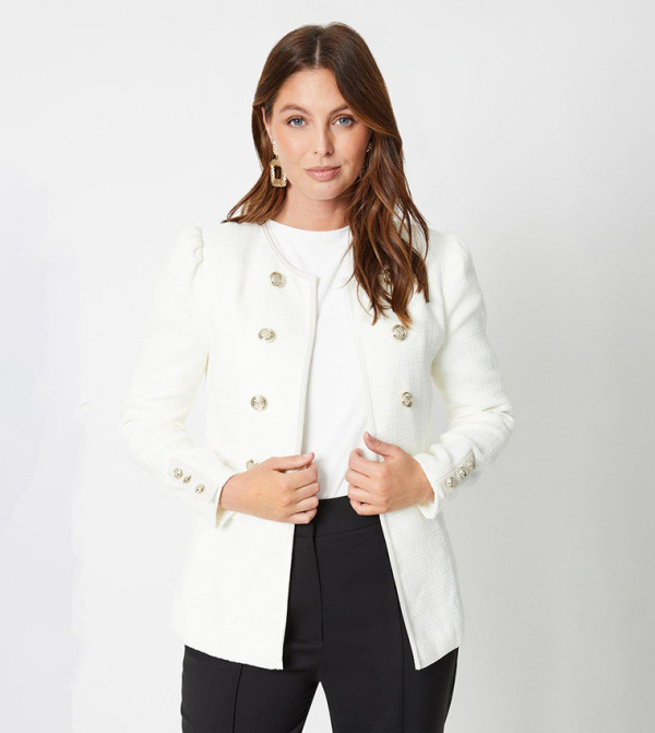 Buy Wallis Boucle Military Jacket In Ivory | 6thStreet Qatar