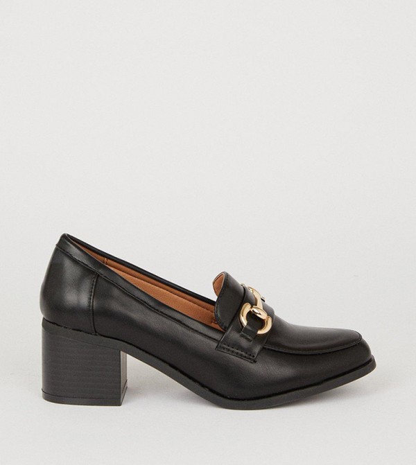 Buy Dorothy Perkins Wide Fit Lenny Heeled Loafers In Black