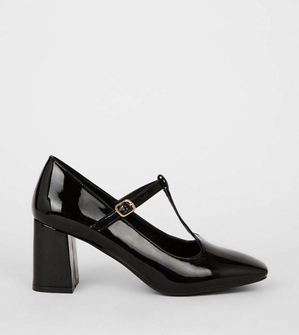 Buy Wallis Dotty Patent Square Toe Block Heel Court Shoes In Black 6thStreet Saudi Arabia