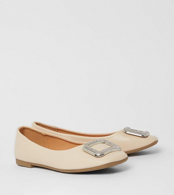 Buy Wallis Pika Diamante Brooch Square Toe Ballerinas In NEUTRAL 6thStreet UAE