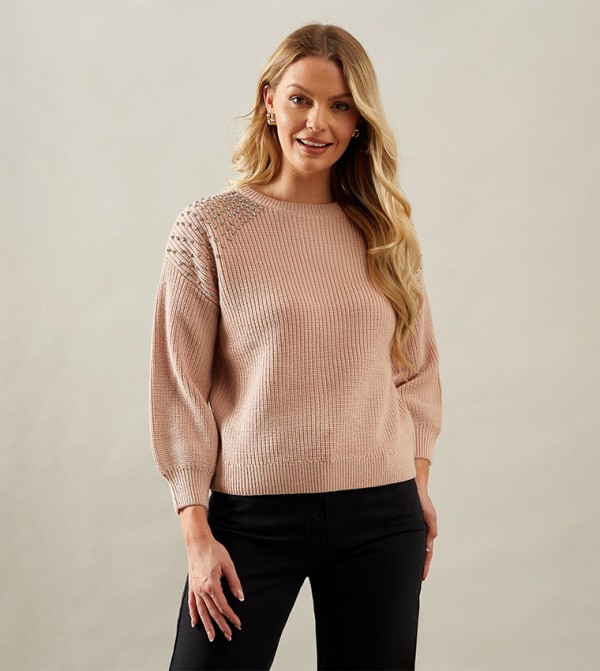 Hand Embellished Shoulder Cosy Sweater