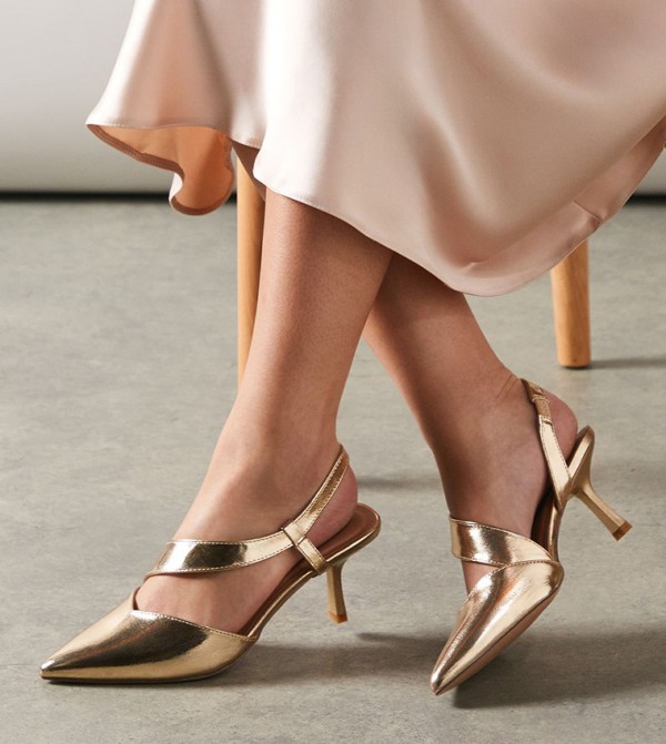 Evelyn Asymmetric Slingback Kitten Heel Pumps