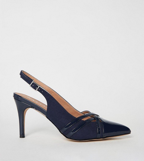 Buy Wallis Wide Fit Ebony Lattice Detail Slingback Court Shoes In Navy 6thStreet UAE