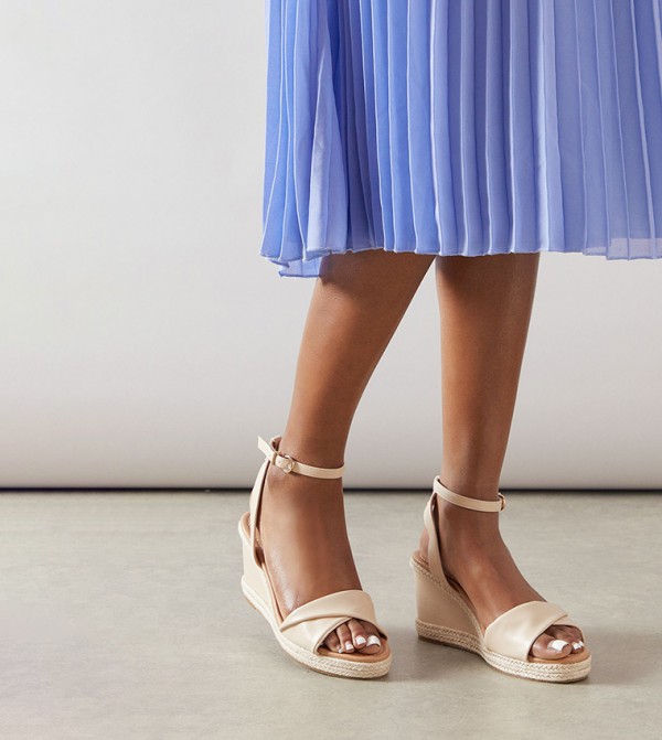 Wide Fit Richie Soft Twist Rope Detail Wedge Sandals