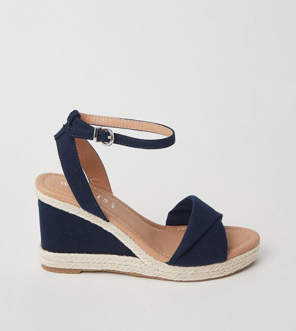Wide Fit Richie Soft Twist Rope Detail Wedge Sandals