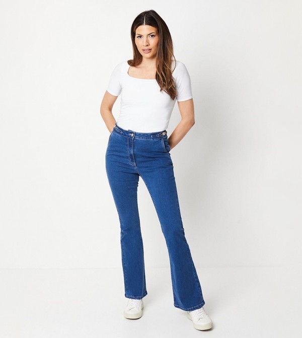 Chain Detail Kick Flared Jeans