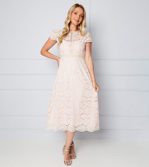 Lace Fit and Flare Midi Dress