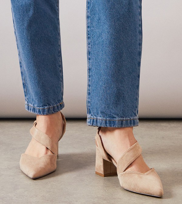 Wide Fit Eve Asymmetric Strap Block Heel Pumps