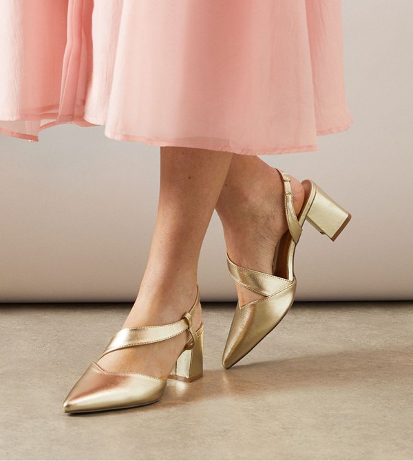 Eve Asymmetric Strap Block Heel Pumps
