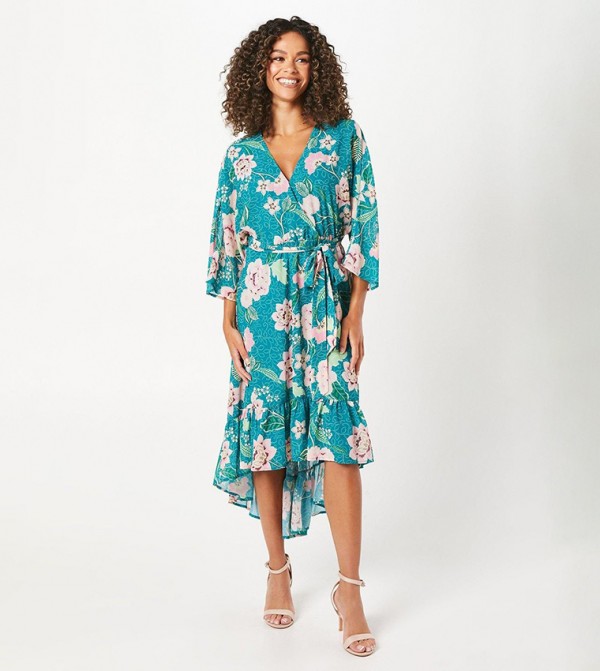 Drop Hem Belted Midaxi Dress