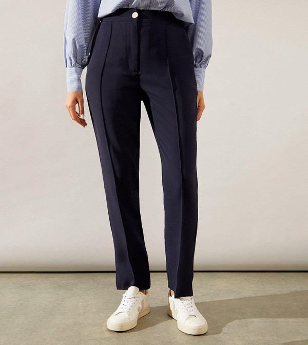 Split Hem Tapered Fit Trousers