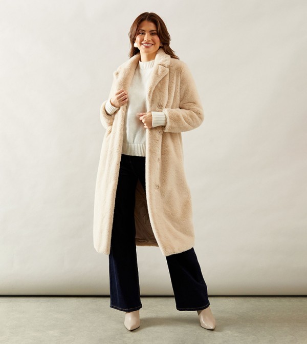 Long Sleeves Faux Fur Coat