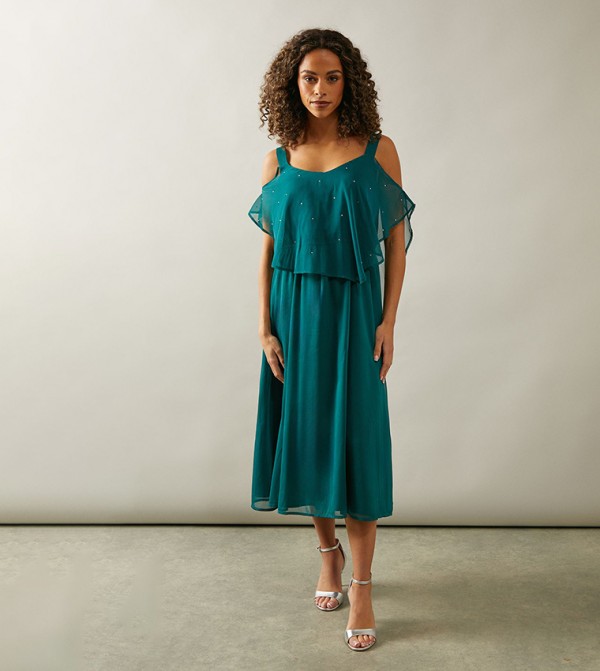 Embellished Overlay Midi Dress