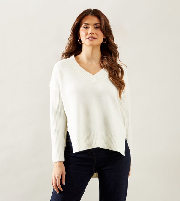 Side Split V-Neck Sweater