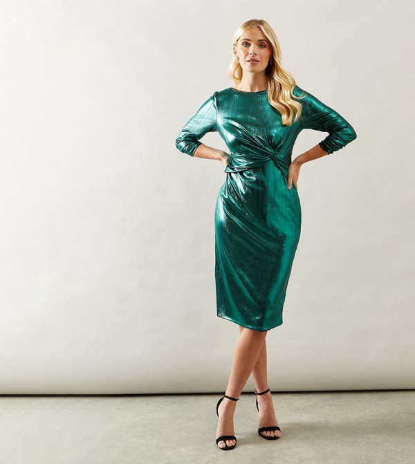 Petite Metallic Jersey Pencil Dress