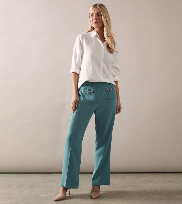 Petite Patch Pocket Wide Leg Trousers