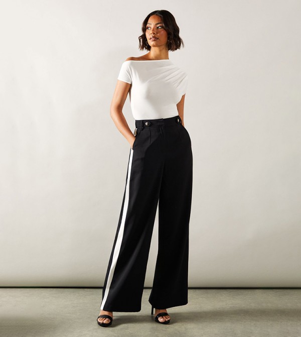 Tall Side Stripe Wide Leg Trousers