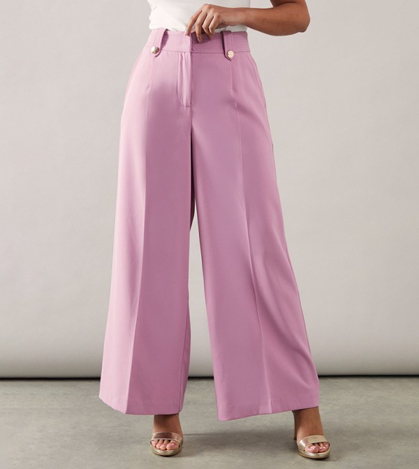 Petite Contrast Trim Wide Leg Trousers