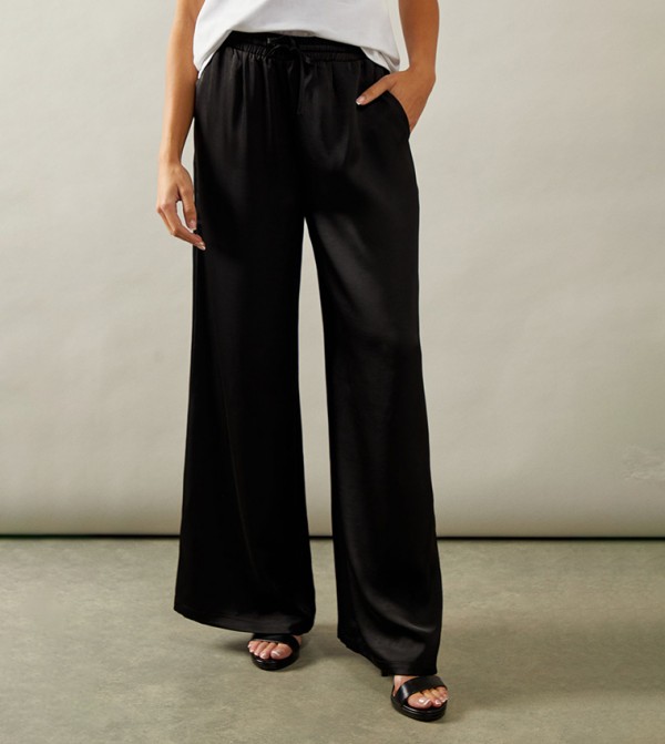 Tie Detail Wide Leg Trousers