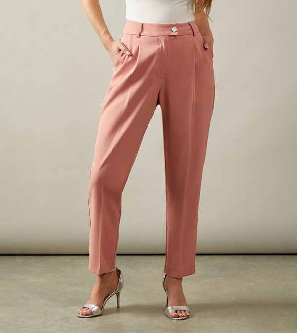 Solid Tapered Fit Trousers