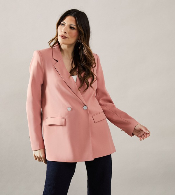 Horn Button Double Breasted Blazer