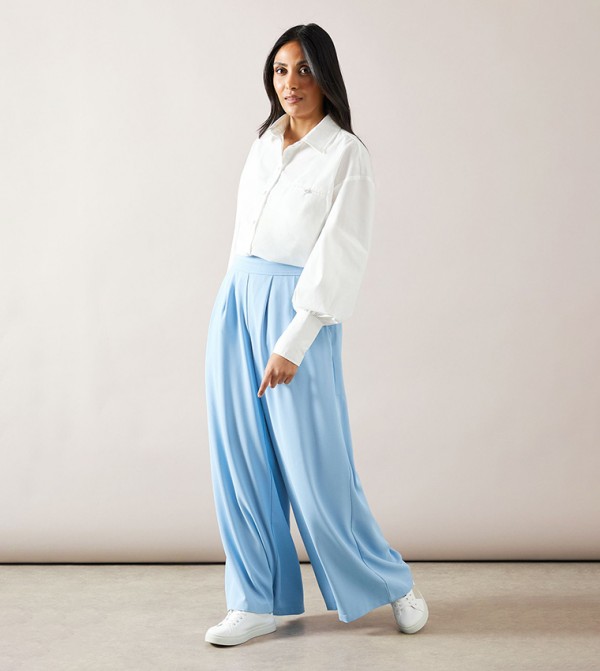 Petite Fluid Wide Leg Trousers