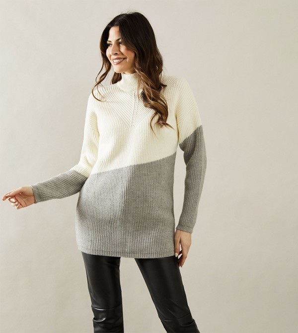Asymmetric Contrast Color Block Tunic