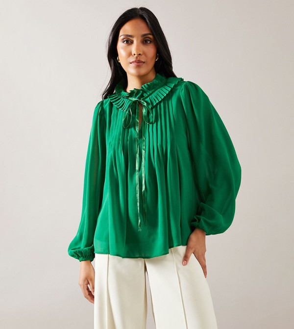 Petite Satin Trim Georgette Top