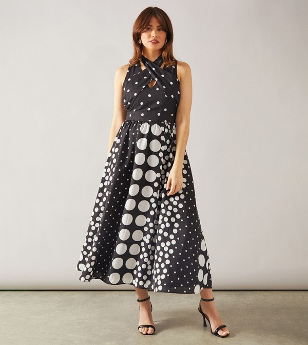 Printed Cross Front Midaxi Dress