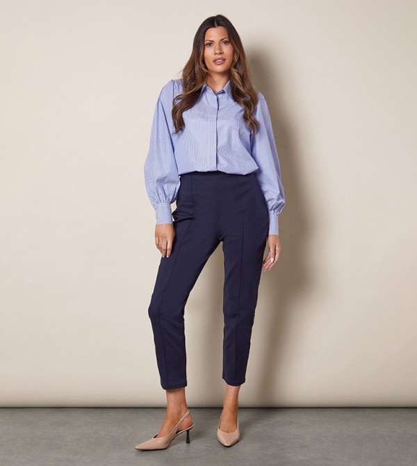 Bengaline Split Hem Slim Fit Trousers