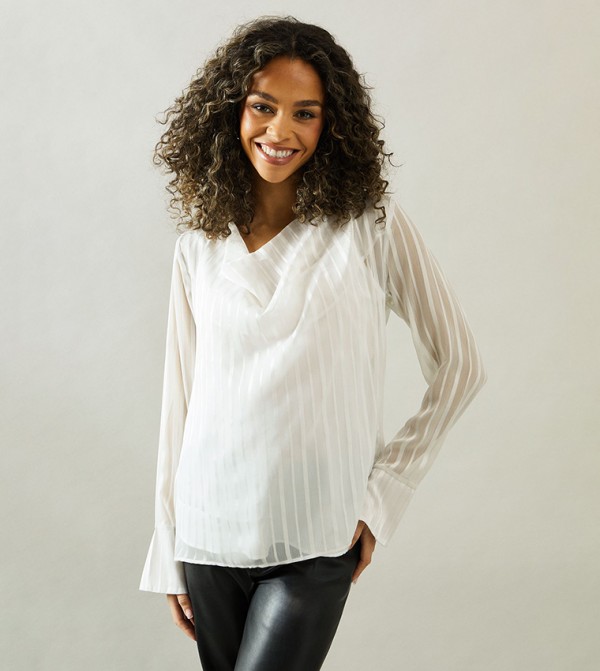 Striped Cowl Neck Top