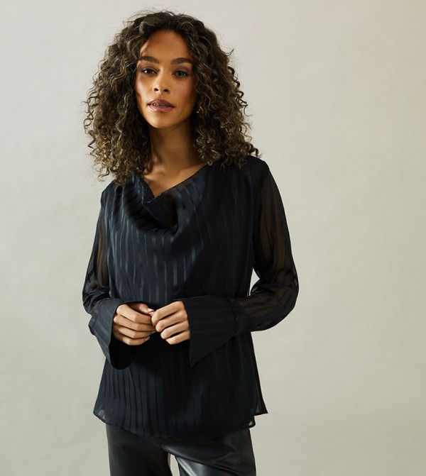 Striped Cowl Neck Top