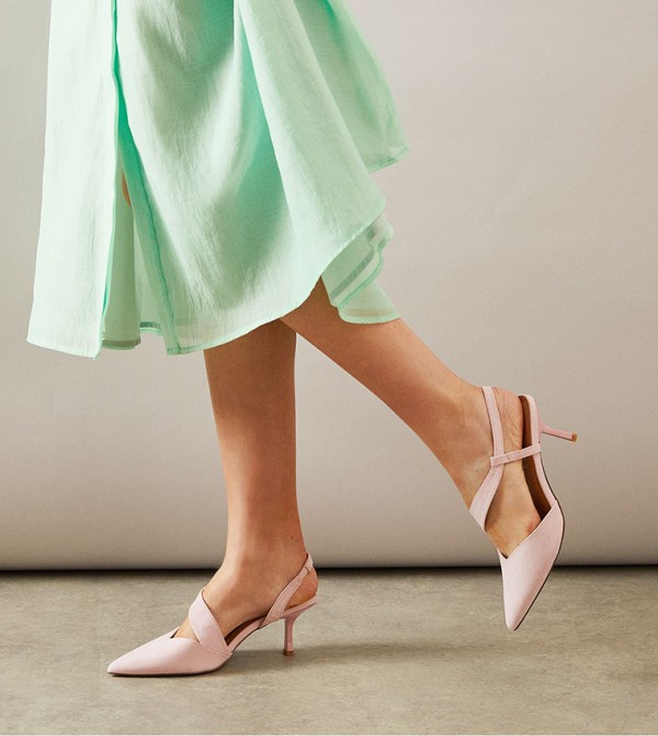 Evelyn Asymmetric Slingback Kitten Heel Pumps