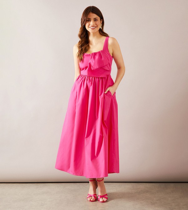 Bow Detail Cotton Midaxi Dress