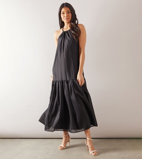 Halterneck Drop Hem Midaxi Dress