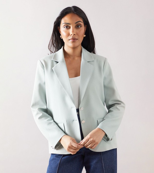 Petite Striped Single Breasted Blazer