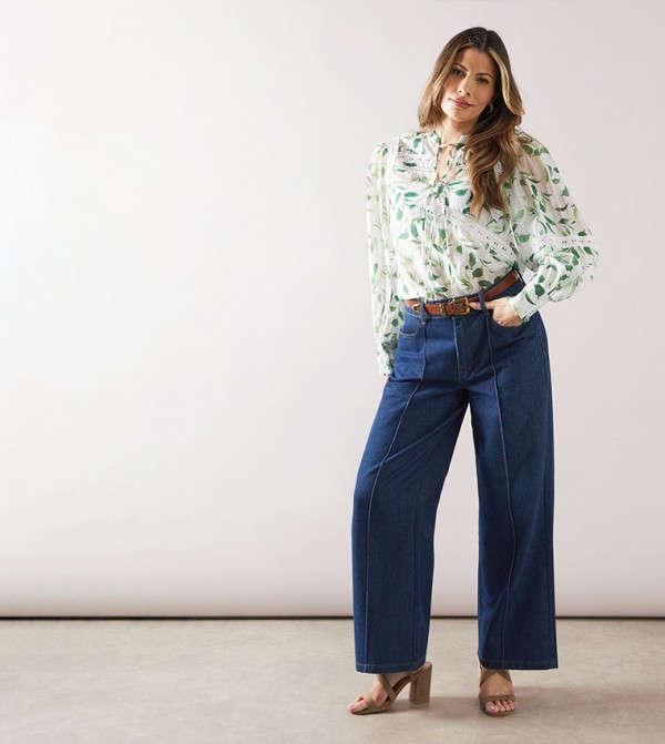 Floral Printed Lace Trim Top