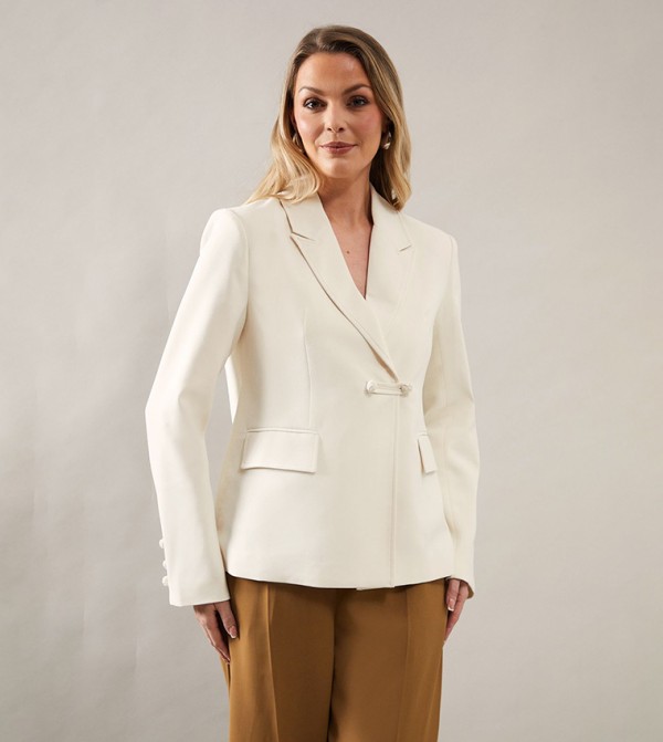 Fastening Detail Long Sleeves Blazer