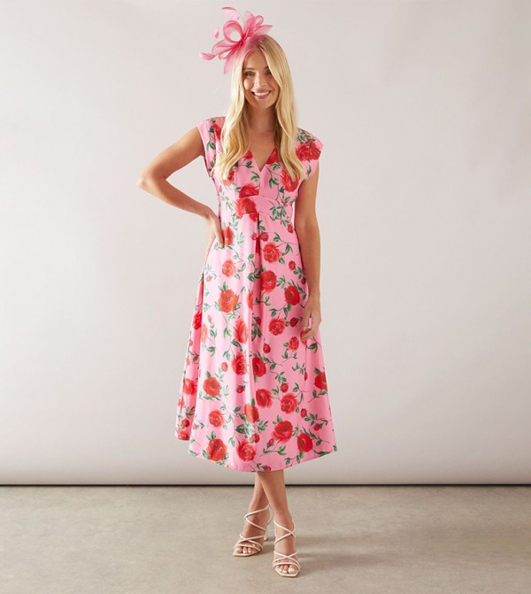 Petite Floral Print Twill Midi Dress