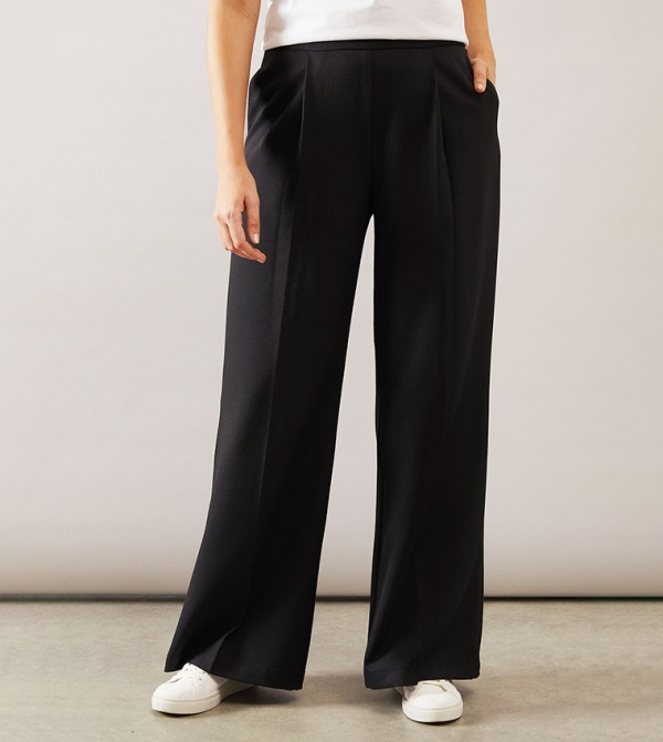 Crepe Wide Leg Trouser with Side Pocket