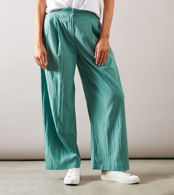 Pleated Detail Wide Leg Trousers