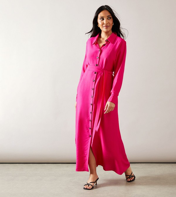 Petite Collared Button Through Shirt Dress
