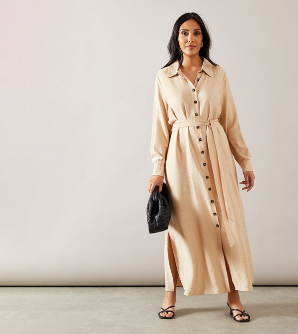 Petite Collared Button Through Shirt Dress