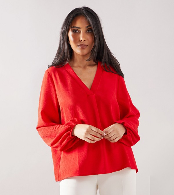 Petite Solid V-Neck Overhead Top