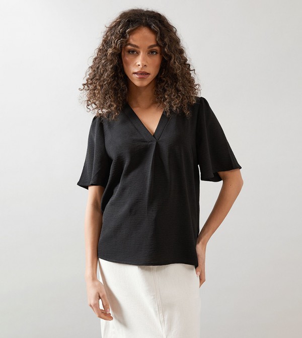 Solid Short Sleeves Overhead Top
