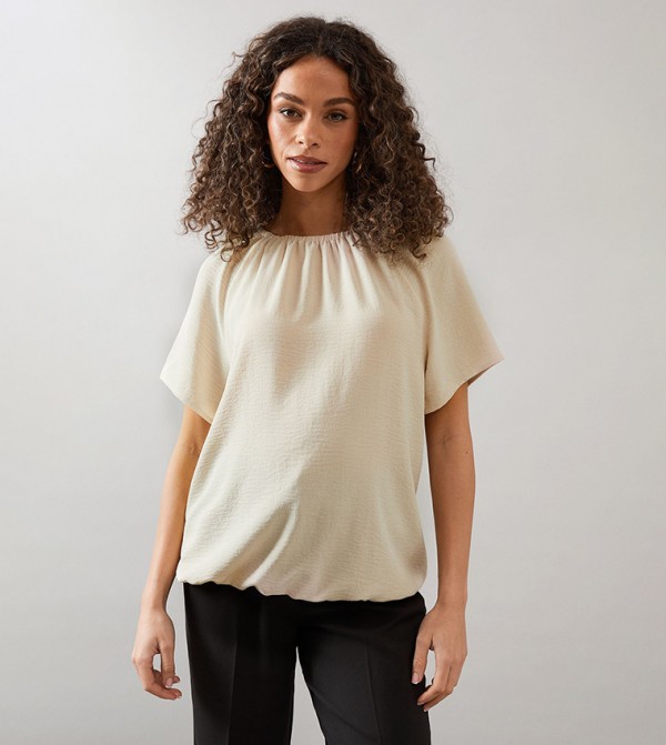 Bubble Hem Short Sleeves Top